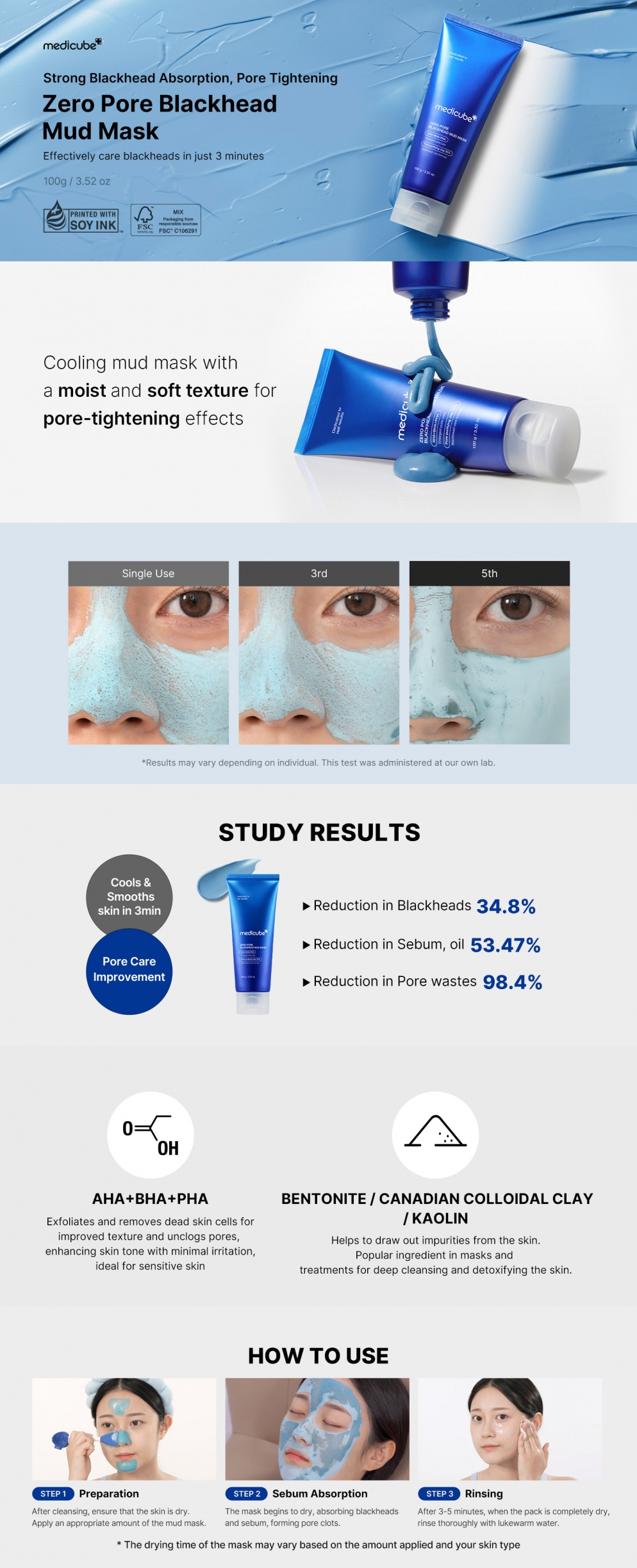 Medicube Zero Pore Blackhead Mud Mask 100g